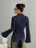 Women's Slim-Fit Button-Down Long-Sleeved Casual Shirt, Suitable for Daily Commuti