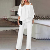 🔥(FREE SHIPPING)🔔Elegant Layered Chiffon Top & Wide-Leg Pants Set
