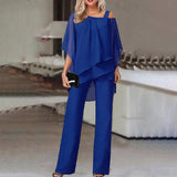 🔥(FREE SHIPPING)🔔Elegant Layered Chiffon Top & Wide-Leg Pants Set