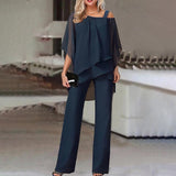 🔥(FREE SHIPPING)🔔Elegant Layered Chiffon Top & Wide-Leg Pants Set